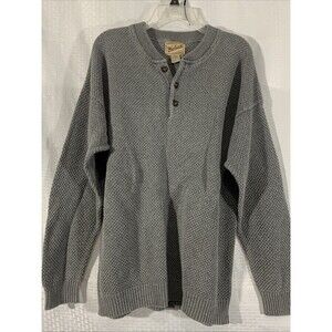 Woolrich Vintage Chunky Knit Henley Sweater Mens 2XL Gray